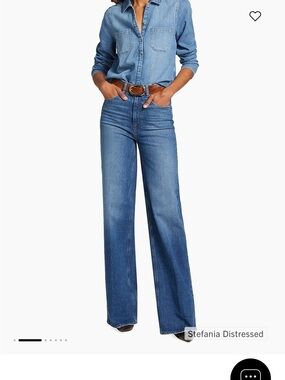 PAIGE Dark Blue Wide-Leg Jeans